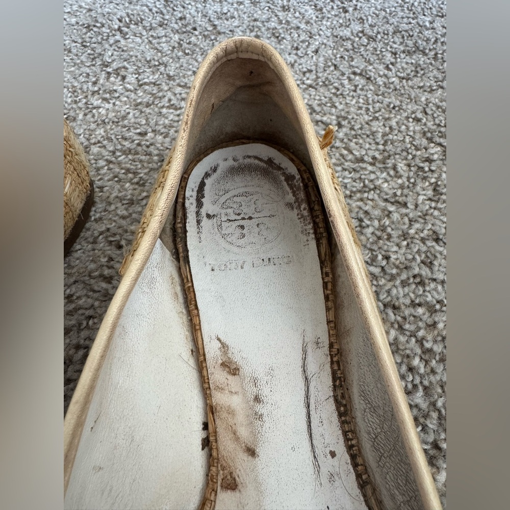 Tory Burch Reva Raffia Ballet Flats | Designer Summer Slip-On Shoes - Picture 3 of 5